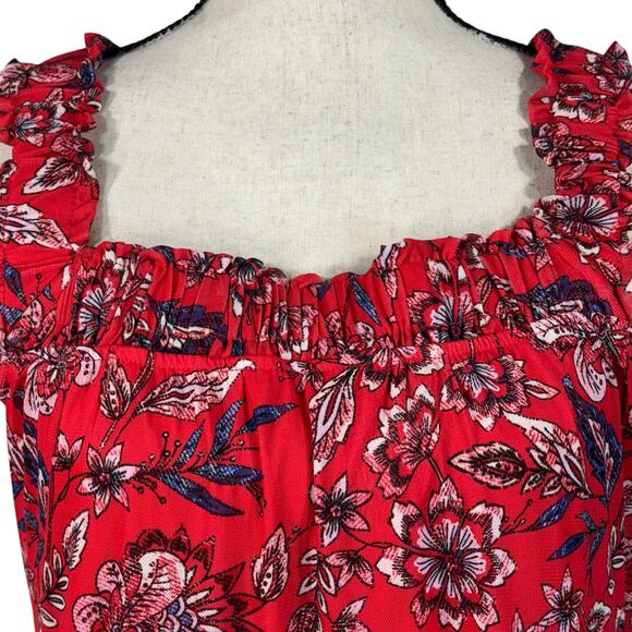 Maurices Large Top Floral Hi-Low Hem Sleeveless Stretch Lined Tiered Square Neck - Picture 2 of 10